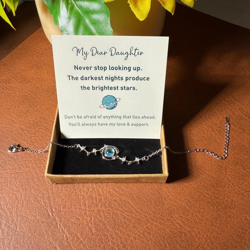 Planet Bracelet, Exquisite Starry Sky Bracelet, Pendant Made of High-Quality Copper, 925 Sterling Silver Extended Chain. the Perfect Gift for Your Daughter