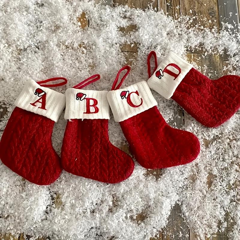 1Pc Christmas Theme Christmas Stockings, Red Christmas Stockings Pendants, Cute Christmas Small Sock Pendants, Suitable for Christmas Tree Decorations