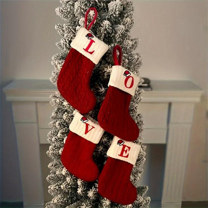 1Pc Christmas Theme Christmas Stockings, Red Christmas Stockings Pendants, Cute Christmas Small Sock Pendants, Suitable for Christmas Tree Decorations