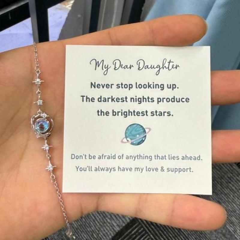 Planet Bracelet, Exquisite Starry Sky Bracelet, Pendant Made of High-Quality Copper, 925 Sterling Silver Extended Chain. the Perfect Gift for Your Daughter