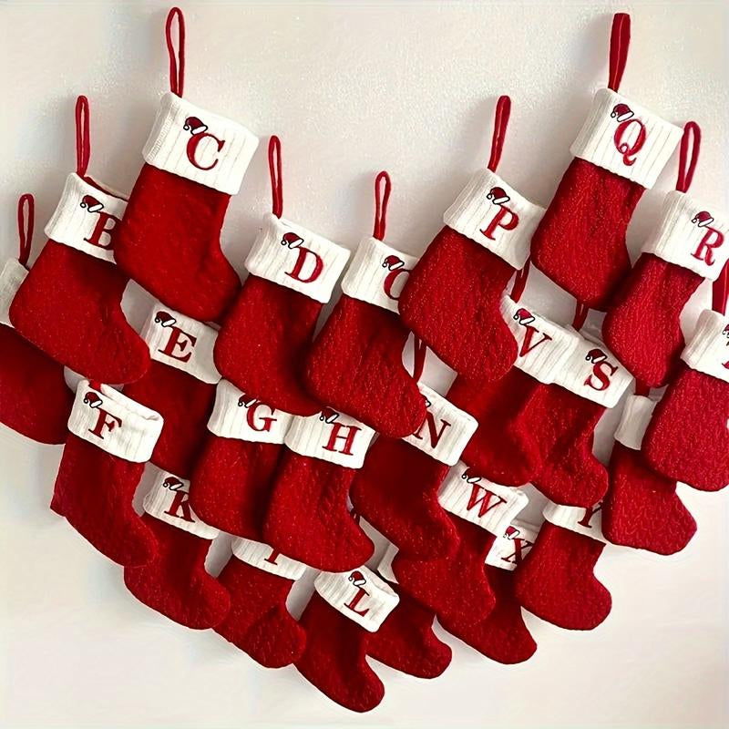1Pc Christmas Theme Christmas Stockings, Red Christmas Stockings Pendants, Cute Christmas Small Sock Pendants, Suitable for Christmas Tree Decorations