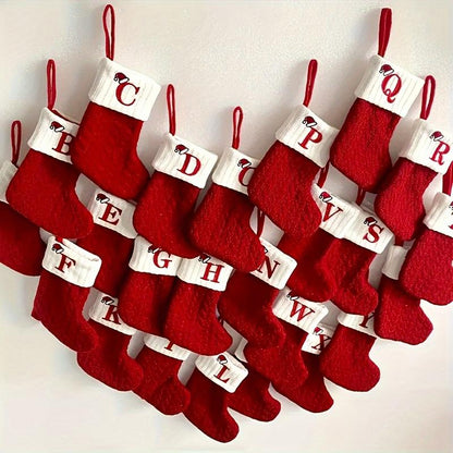 1Pc Christmas Theme Christmas Stockings, Red Christmas Stockings Pendants, Cute Christmas Small Sock Pendants, Suitable for Christmas Tree Decorations