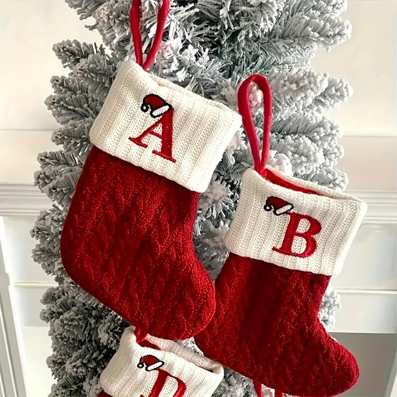 1Pc Christmas Theme Christmas Stockings, Red Christmas Stockings Pendants, Cute Christmas Small Sock Pendants, Suitable for Christmas Tree Decorations